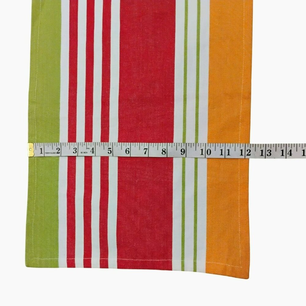 Striped Cotton Table Runner By Primitive Artisan Orange Red Green Cotton 73x12 - Picture 4 of 5